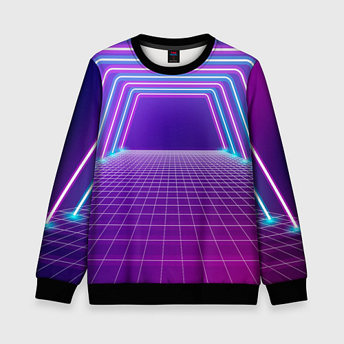 Детский свитшот Вход в неоновый портал / 3D-Черный – фото 1
