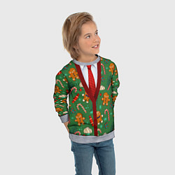 Свитшот детский Новогодний свитер с печеньками, цвет: 3D-меланж — фото 2