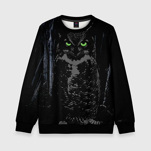 Детский свитшот Сова в лесу / 3D-Черный – фото 1
