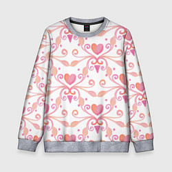 Свитшот детский Винтажные сердечки, цвет: 3D-меланж