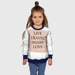 Свитшот детский Live travel share love, цвет: 3D-синий — фото 2