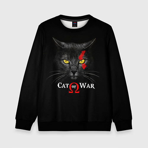 Детский свитшот Cat of war collab / 3D-Черный – фото 1