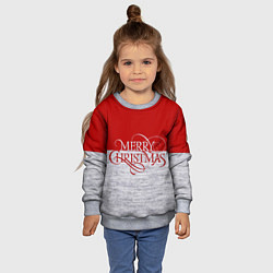 Свитшот детский Merry Christmas красный, цвет: 3D-меланж — фото 2