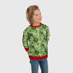 Свитшот детский Милитари листья крупные, цвет: 3D-красный — фото 2