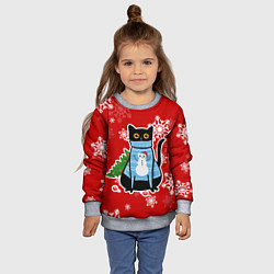 Свитшот детский Котик в свитере с ёлочкой, цвет: 3D-меланж — фото 2