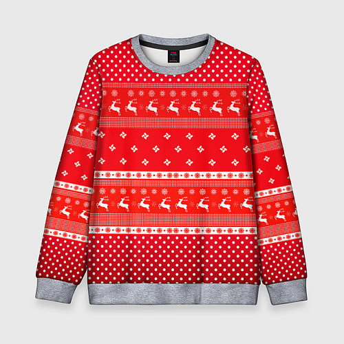 Детский свитшот Праздничный красный свитер / 3D-Меланж – фото 1