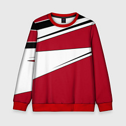Свитшот детский Красно черная геометрия на белом, цвет: 3D-красный
