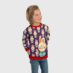 Свитшот детский Зайцы в куртках, цвет: 3D-красный — фото 2