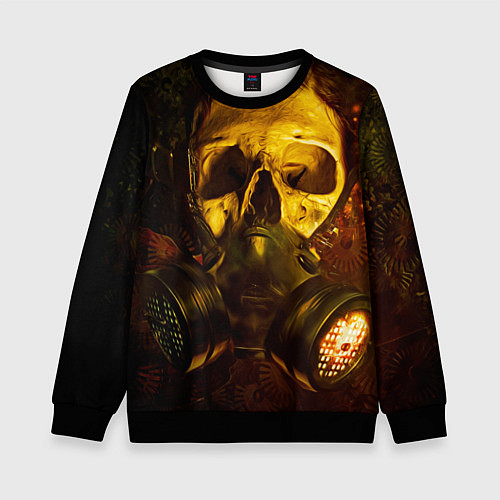 Детский свитшот Череп с противогазом / 3D-Черный – фото 1