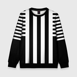 Свитшот детский Черно белый узор в полоску, цвет: 3D-черный