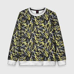 Свитшот детский Кривые линии гранж, цвет: 3D-белый