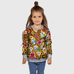 Свитшот детский Черепа на фоне узорчика, цвет: 3D-меланж — фото 2