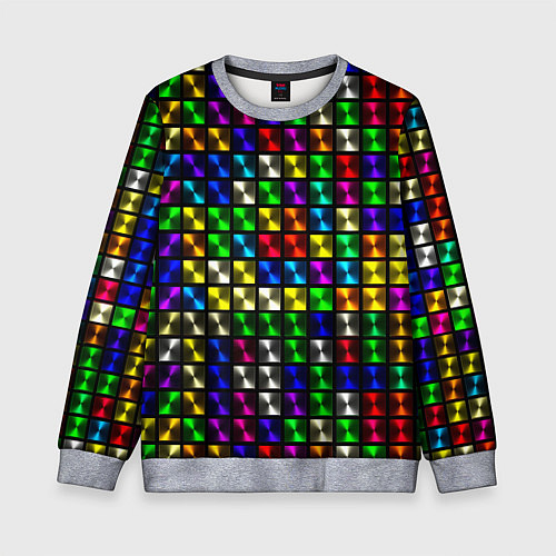 Детский свитшот Разноцветные неоновые квадраты / 3D-Меланж – фото 1