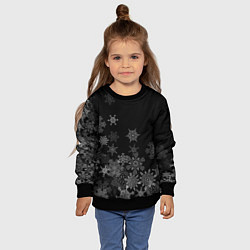 Свитшот детский Красивые белые снежинки, цвет: 3D-черный — фото 2