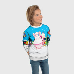 Свитшот детский Круглый кролик с кексом, цвет: 3D-белый — фото 2