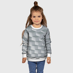 Свитшот детский Серое множество объёмных блоков, цвет: 3D-белый — фото 2