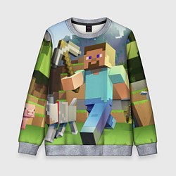 Свитшот детский Майнкрафт с киркой, цвет: 3D-меланж