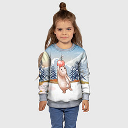 Свитшот детский Зайка и елочная игрушка, цвет: 3D-меланж — фото 2