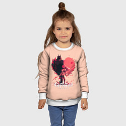 Свитшот детский Геншин Импакт, героиня на фоне сердца, цвет: 3D-белый — фото 2