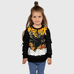 Свитшот детский Кот-годзилла, цвет: 3D-черный — фото 2