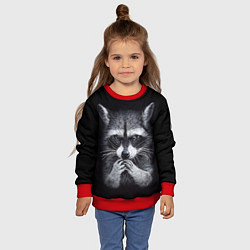 Свитшот детский Енот на черном фоне, цвет: 3D-красный — фото 2
