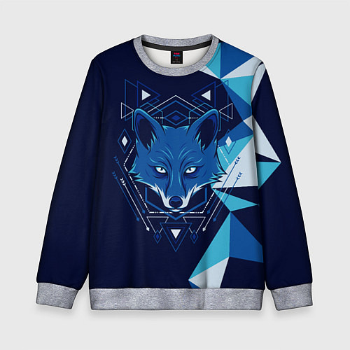 Детский свитшот Голова синей лисы / 3D-Меланж – фото 1