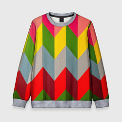 Свитшот детский Разноцветный ромбический абстрактный паттерн, цвет: 3D-меланж