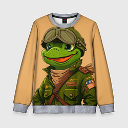Свитшот детский Лягушонок Пепе лётчик, цвет: 3D-меланж