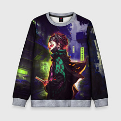 Свитшот детский Клинок, рассекающий демонов - Киберпанк, цвет: 3D-меланж