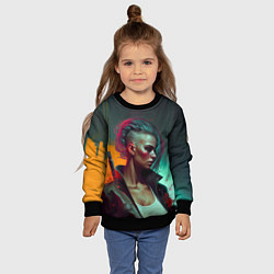 Свитшот детский Cyberpunk girl art, цвет: 3D-черный — фото 2