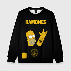 Свитшот детский Ramones Гомер Симпсон рокер, цвет: 3D-черный