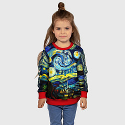 Свитшот детский Винсент ван Гог, звездная ночь, цвет: 3D-красный — фото 2