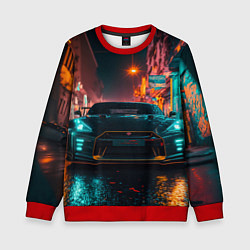 Свитшот детский GTR в ночном городе, цвет: 3D-красный