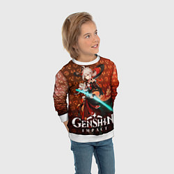 Свитшот детский Кадзуха элементали, цвет: 3D-белый — фото 2