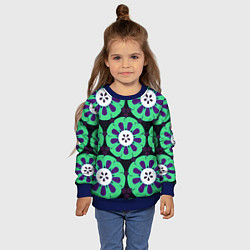Свитшот детский Паттерн голубо-зеленые зубастые цветы, цвет: 3D-синий — фото 2
