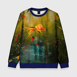 Свитшот детский Весенне-осенний жёлтый туман и краски, цвет: 3D-синий