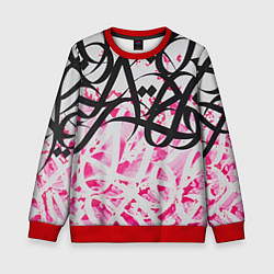 Свитшот детский Черно-розовая каллиграфия, цвет: 3D-красный