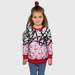 Свитшот детский Черно-розовая каллиграфия, цвет: 3D-красный — фото 2