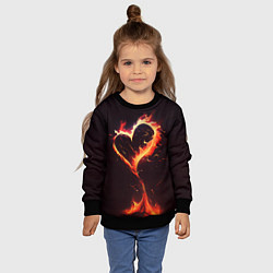 Свитшот детский Арт нейросети пламенное сердце, цвет: 3D-черный — фото 2