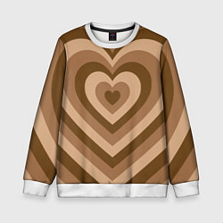 Свитшот детский Hearts brown, цвет: 3D-белый