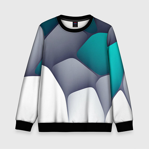 Детский свитшот Серо-бело-синий каменный паттерн / 3D-Черный – фото 1