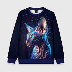 Свитшот детский Кот сфинкс и искорки, цвет: 3D-синий