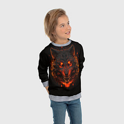 Свитшот детский Морда огненного волка, цвет: 3D-меланж — фото 2