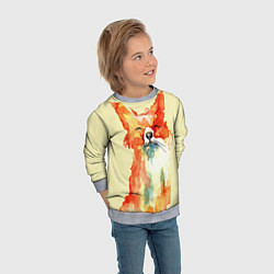 Свитшот детский Живописная лисица, цвет: 3D-меланж — фото 2