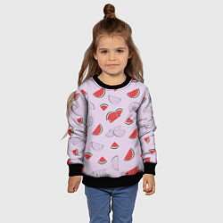 Свитшот детский Узор из кусочков арбуза на сиреневом фоне, цвет: 3D-черный — фото 2