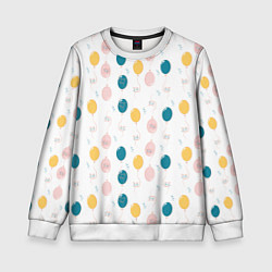 Свитшот детский Узор из воздушных шариков и котов, цвет: 3D-белый