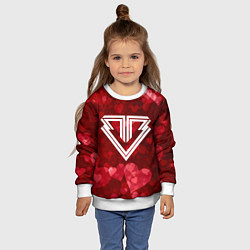 Свитшот детский Big bang red hearts, цвет: 3D-белый — фото 2