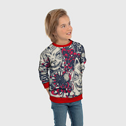 Свитшот детский Восточные маски, цвет: 3D-красный — фото 2
