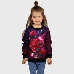Свитшот детский Розы с огоньками, цвет: 3D-черный — фото 2