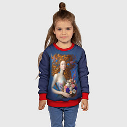 Свитшот детский Русалка в стиле Ренессанса с цветами, цвет: 3D-красный — фото 2